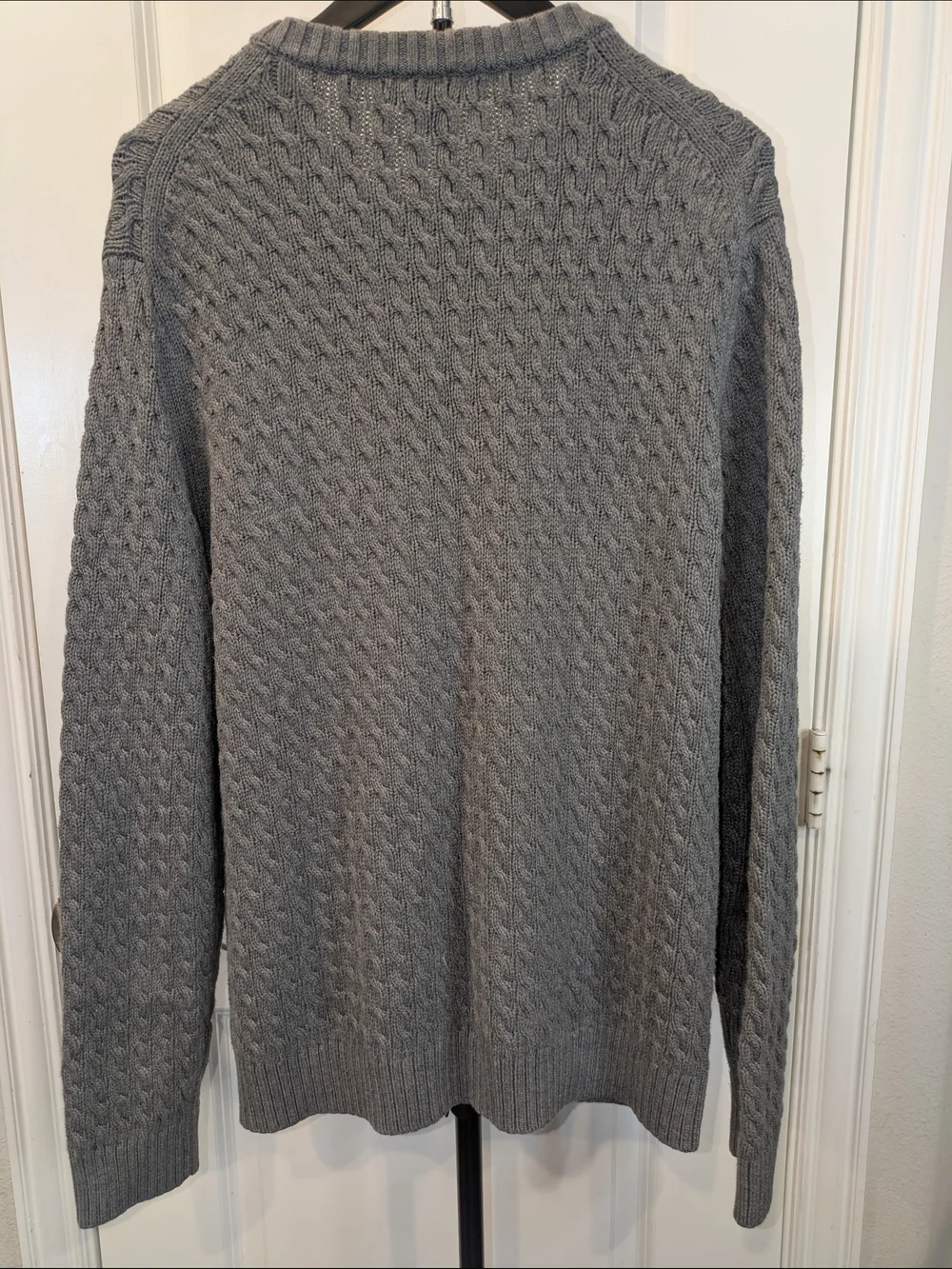 Banana Republic 100% Cotton Cable Knit Crewneck Sweater Gray Men's L